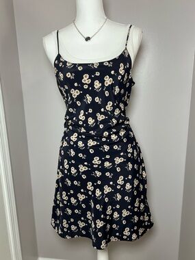 Vintage 90s La Belle Blue Floral Cottagecore Sundress Romantic Cute